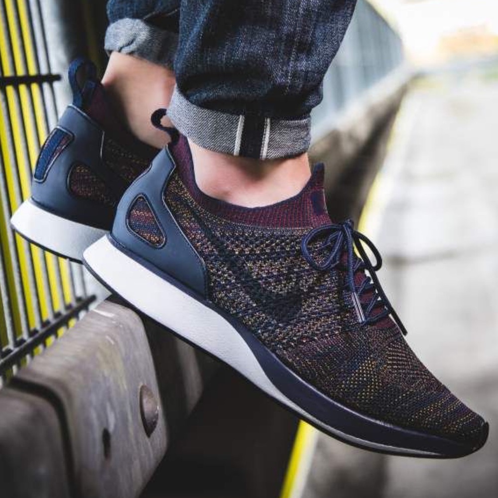 Nike Air Zoom Mariah Flyknit Racer Sz 9 In College Navy Bordeaux - Picture 2 of 11